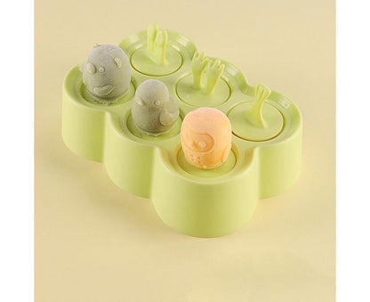 6 Grids Triangle/Rectangle Shape Silicone Kitchen DIY Ice Cream Maker Tray Mould-Green Rectangle