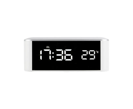 Digital Alarm Clock Precise 12/24 Hour Temperature Display Large Screen Smart LED Clock Bedside Digital Alarm Clock for Home-White