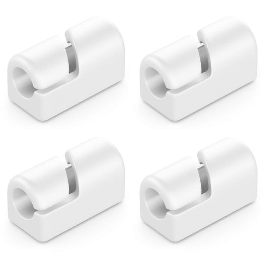 4-Pack White Cable Holders Self-Adhesive Clips for Wall Baseboard Cord Organizer