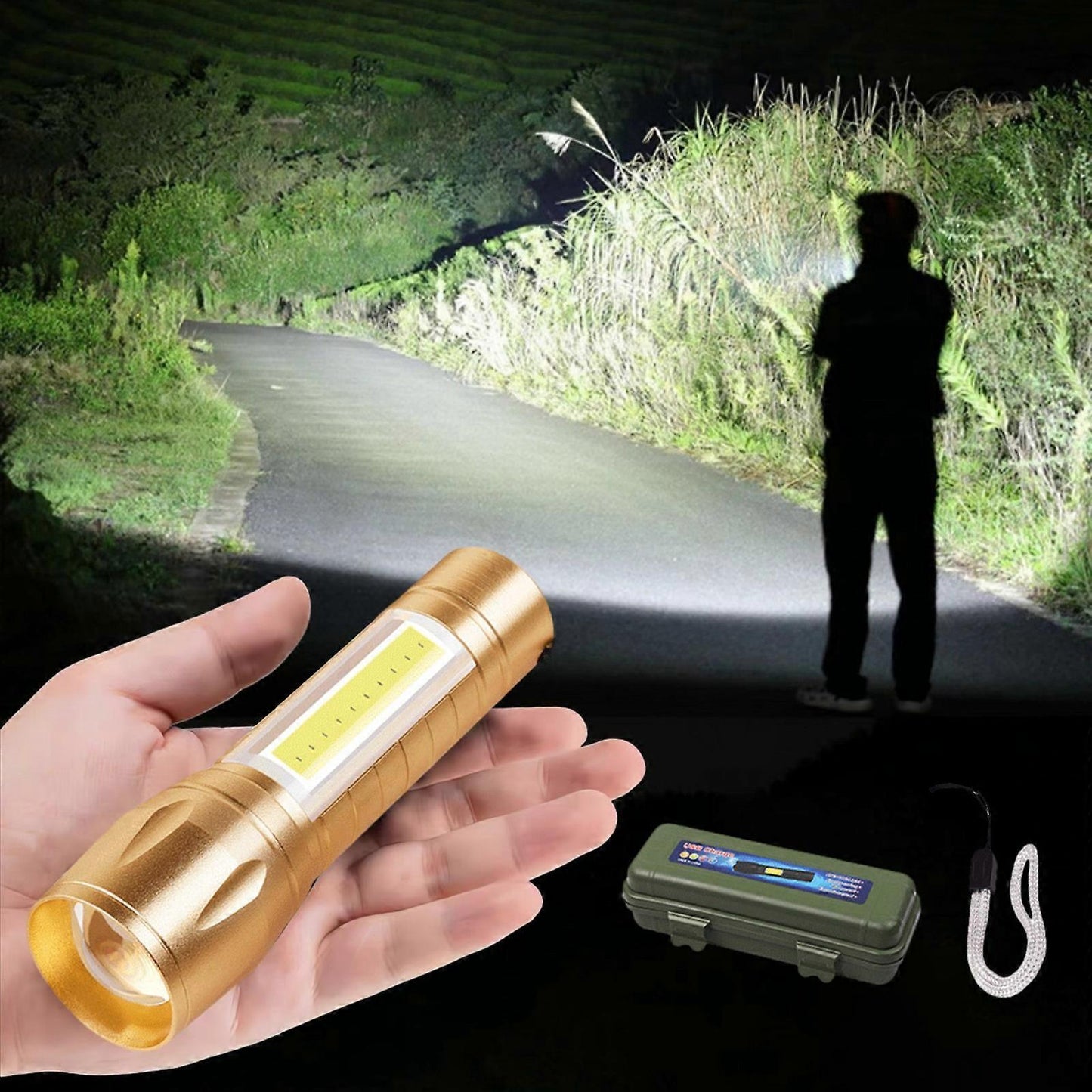 Super Bright LED Tactical Flashlight Zoomable Rechargeable with Multiple Modes