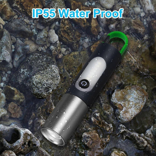 LED Tactical Laser Flashlight Rechargeable Pocket Torch with 4 Modes