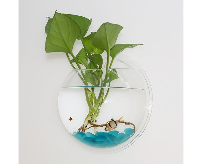 1 Set Fish Tank Decorative Wall Mounted Hanging Flower Vase-Transparent Main Image