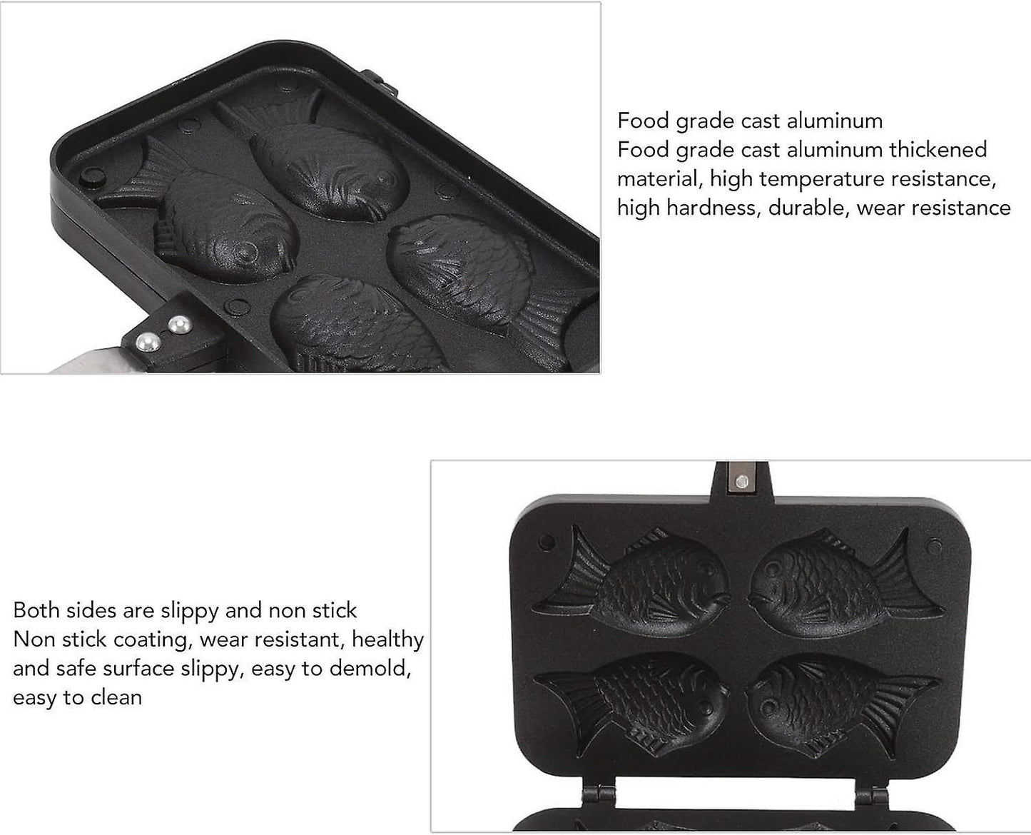 Taiyaki Fish Waffle Maker - Aluminum Nonstick Cake Waffle Pan for Japanese-Style Desserts