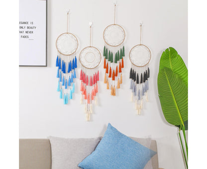 Round Handmade Wall Hanging Wind Chime Dream Catcher with Tassel Home Decor-Purple