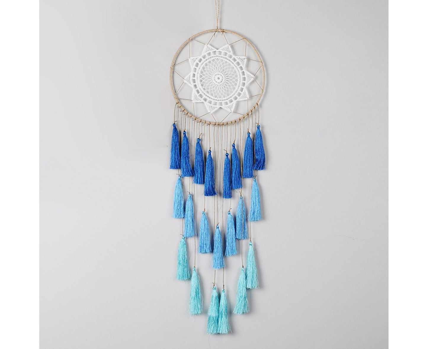 Round Handmade Wall Hanging Wind Chime Dream Catcher with Tassel Home Decor-Purple