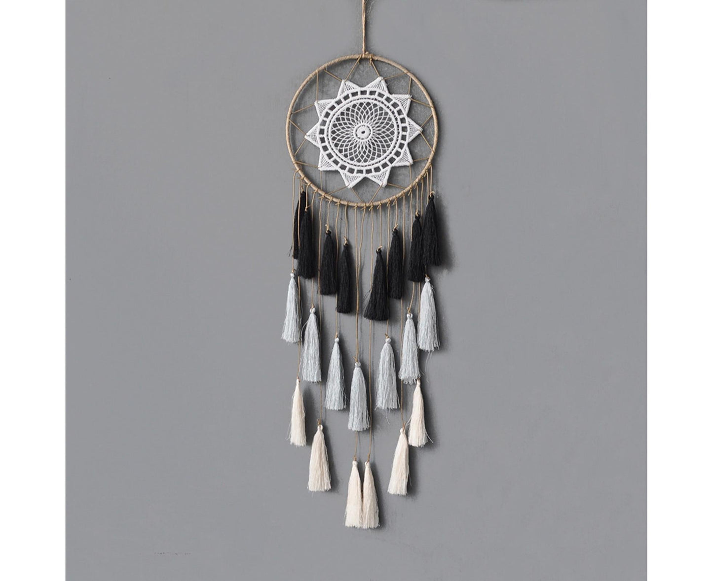 Round Handmade Wall Hanging Wind Chime Dream Catcher with Tassel Home Decor-Purple