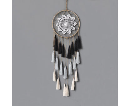 Round Handmade Wall Hanging Wind Chime Dream Catcher with Tassel Home Decor-Purple