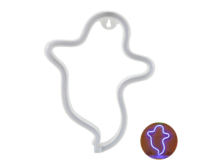 LED Lights Sign Ghost Pattern Beautiful Plastic Luminous Halloween Neon Light for babies-Blue Hover Image