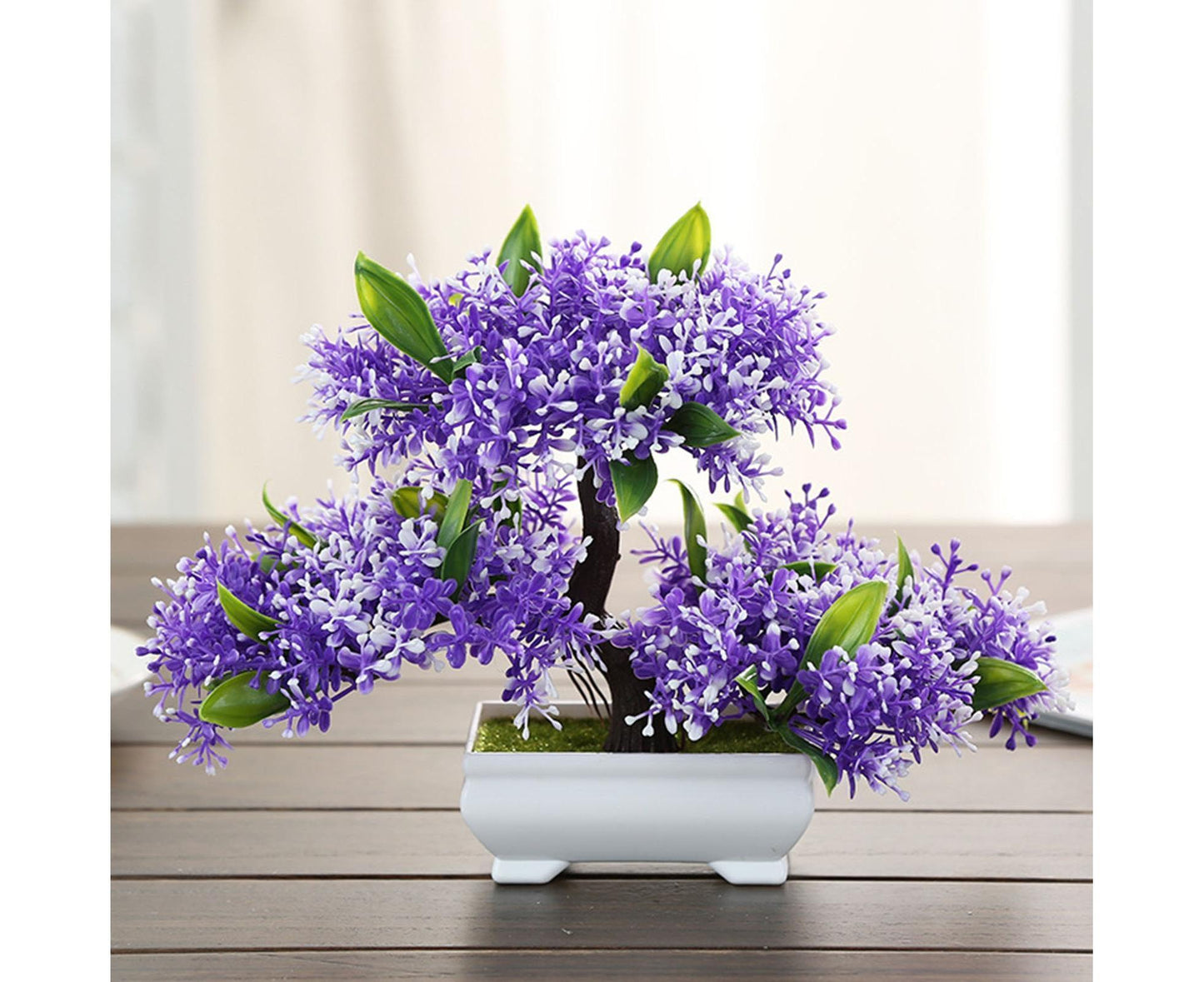 Artificial Plant Eye-catching Anti-fade Plastic Desktop Fake Potted Plants Ornaments for Home-Purple