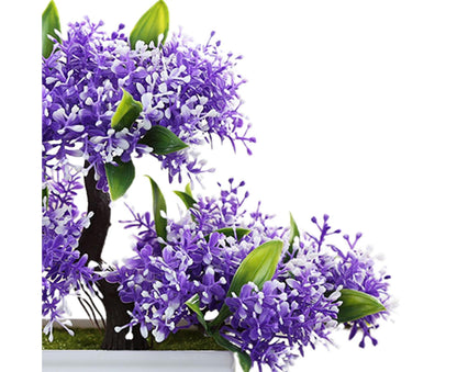 Artificial Plant Eye-catching Anti-fade Plastic Desktop Fake Potted Plants Ornaments for Home-Purple