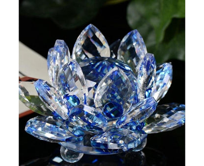 Artificial Crystal Lotus Buddhism Ornament Feng Shui Home Decor Collection Gift-Yellow