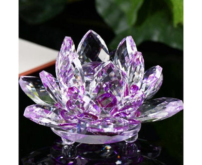 Artificial Crystal Lotus Buddhism Ornament Feng Shui Home Decor Collection Gift-Yellow