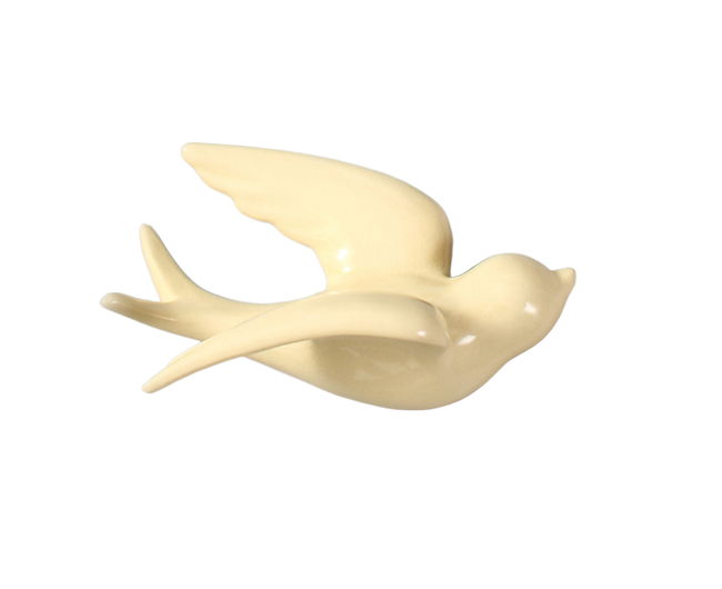 Ceramic 3D Bird Shape Wall Ornaments-Beige Yellow S Hover Image