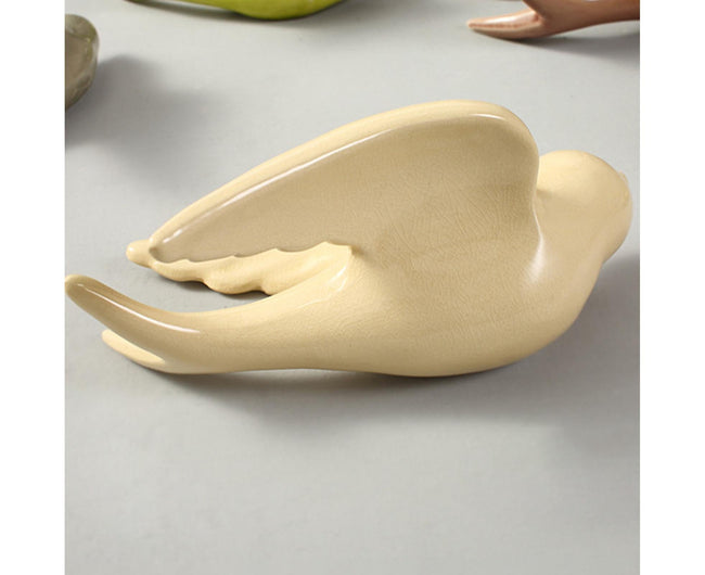 Ceramic 3D Bird Shape Wall Ornaments-Beige Yellow S Main Image