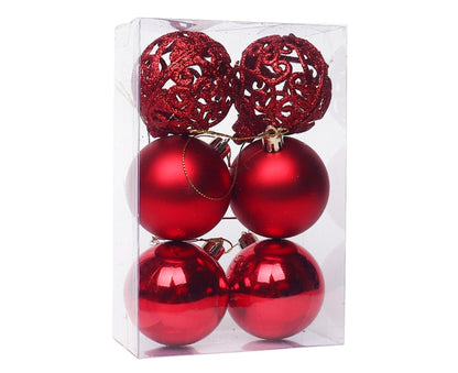 6Pcs 8cm Xmas Tree Pendant-Red 8 cm