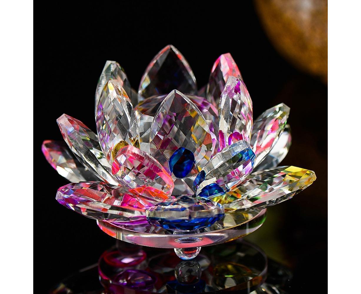 Artificial Quartz Crystal Lotus Flower Figurine Wedding Party Decor Souvenir-Pink