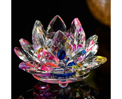 Artificial Quartz Crystal Lotus Flower Figurine Wedding Party Decor Souvenir-Pink