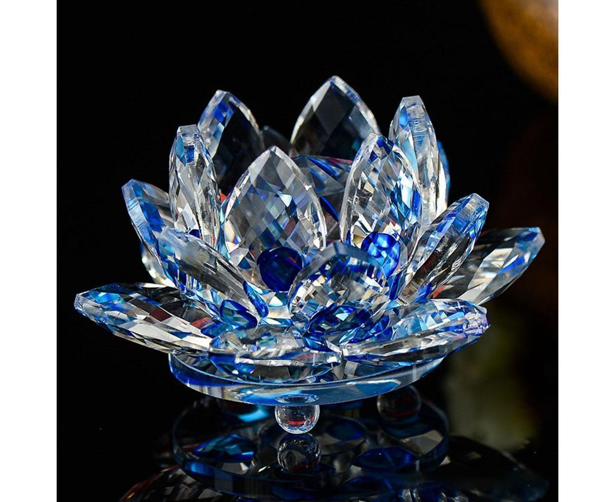 Artificial Quartz Crystal Lotus Flower Figurine Wedding Party Decor Souvenir-Pink