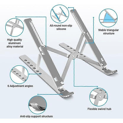 Adjustable Aluminum Laptop Stand, Portable Desk Holder