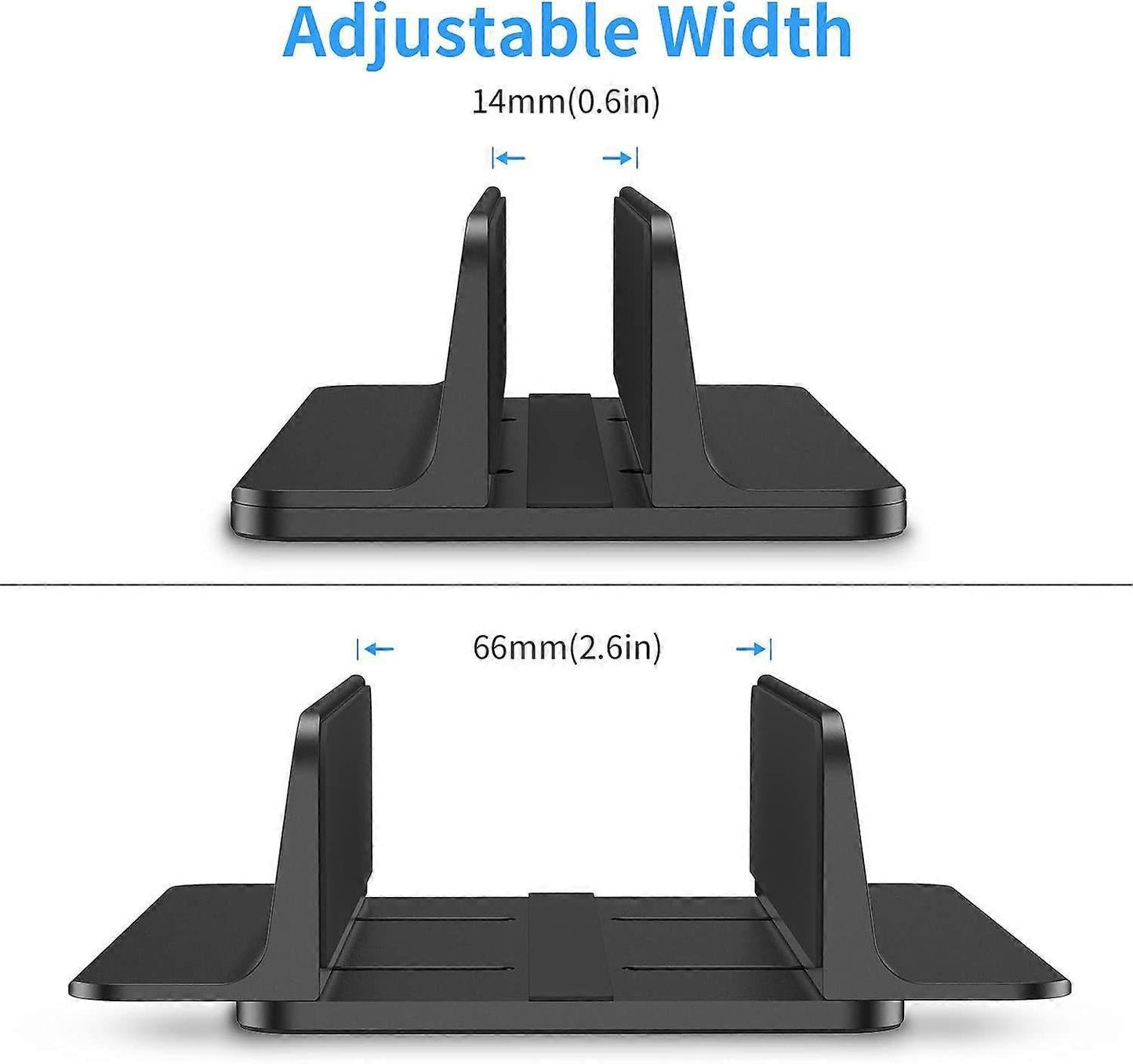 Vertical Aluminum Laptop Stand, Adjustable Desk Holder, Black