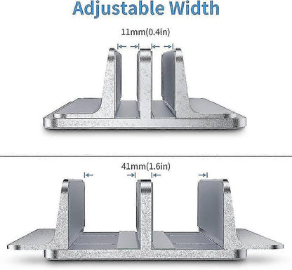 Double Vertical Aluminum Laptop Stand, Adjustable Desk Holder