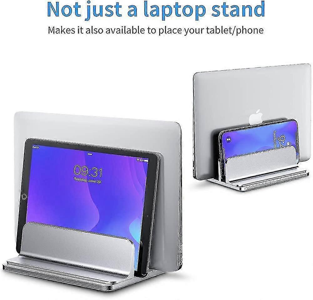 Double Vertical Aluminum Laptop Stand, Adjustable Desk Holder