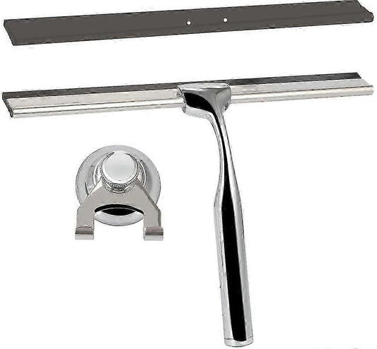 Stainless Steel Shower Squeegee with Wall Hanger, No Drill Glass/Window Wiper