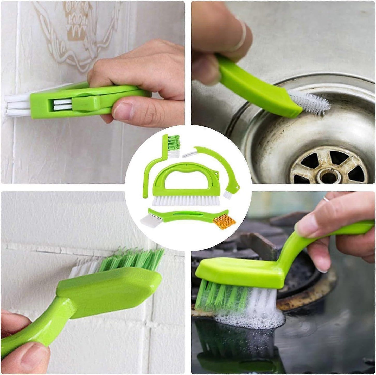 4pcs Household Cleaning Brush Set for Bathroom & Window Groove