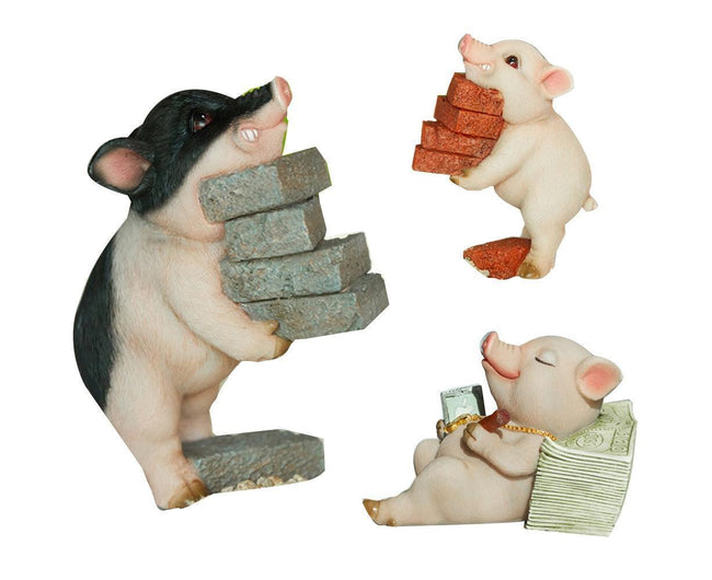 Lovely Moving Brick Reading Book Pig Ornament Home Desktop Decor Resin Craft-5# Main Image