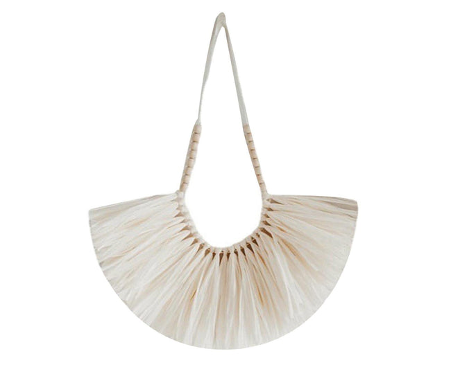 Vintage Handwoven Wall Hanging Wood Beads Elegant Straw Hanging Pendants for Office-Beige Hover Image