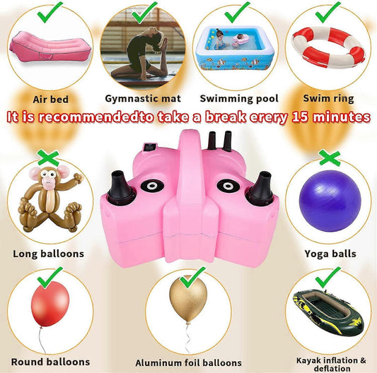 Electric Balloon Pump Double Nozzle Air Inflator for Balloons & Inflatable Beds