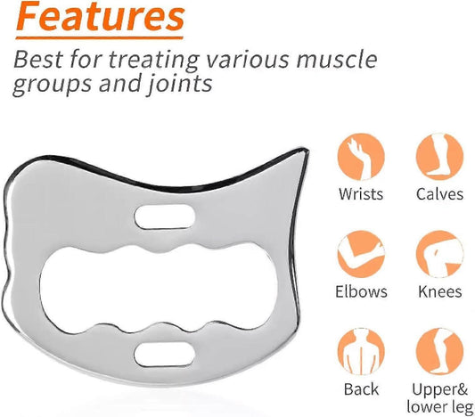 Stainless Steel Guasha Board Massage Stone, Body IASTM Therapy Tool for Soft Tissue & Physiotherapy
