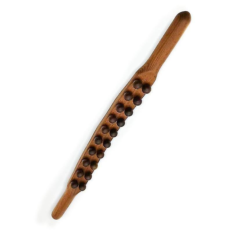Wooden 20-Bead Guasha Scraping Stick, Body Meridian Massage Wand for Muscle Relief