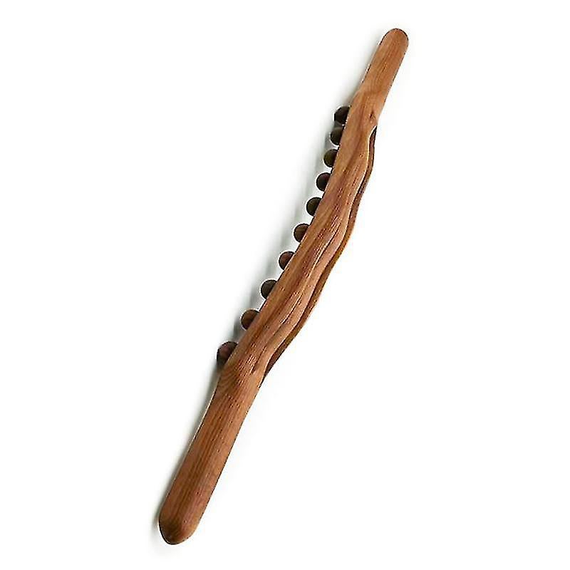 Wooden 20-Bead Guasha Scraping Stick, Body Meridian Massage Wand for Muscle Relief