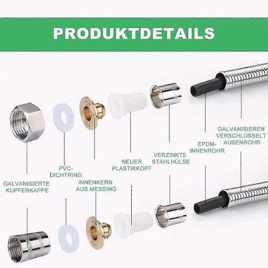 150cm Stainless Steel Look Shower Hose, Durable Bathroom Shower Pipe