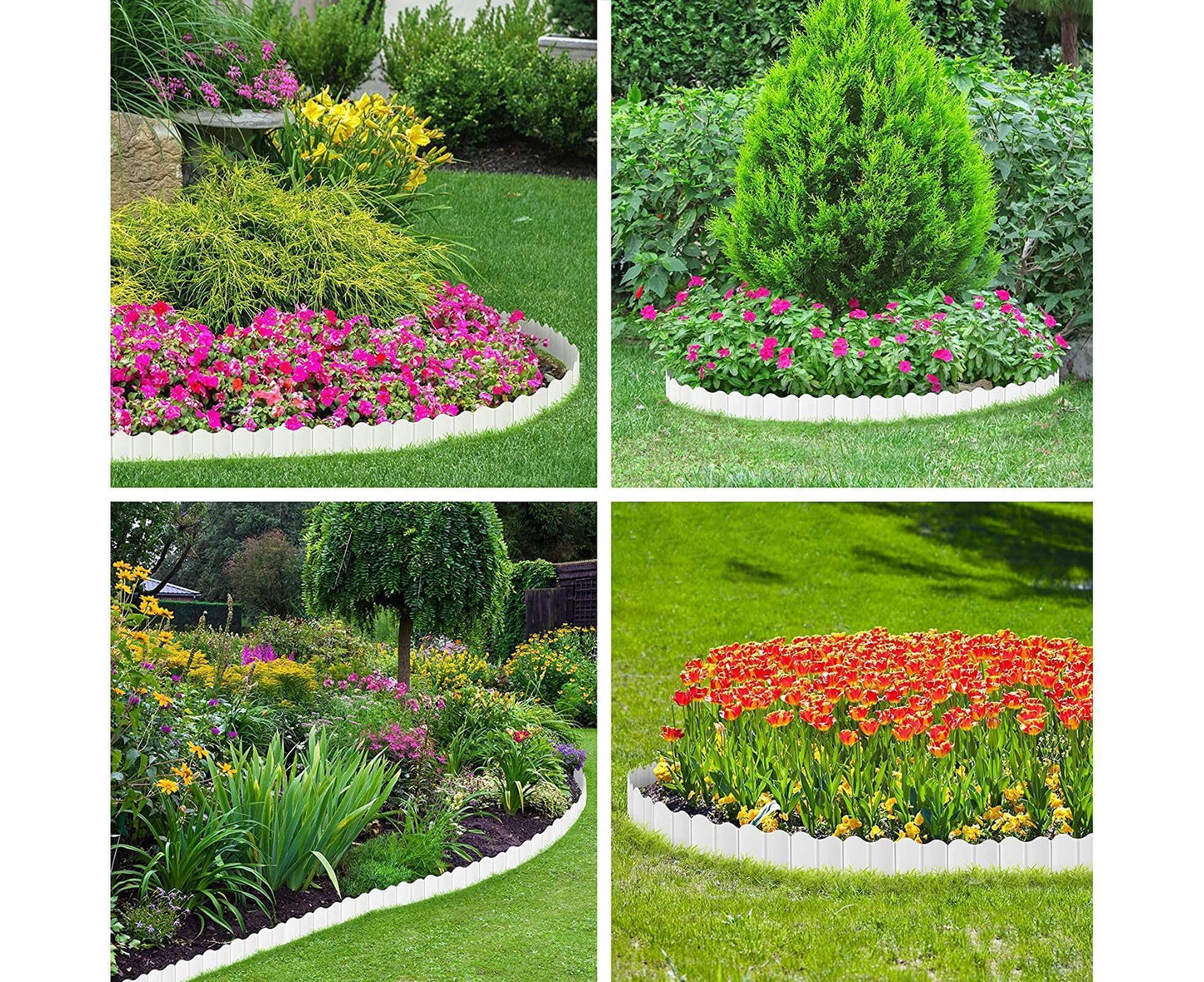 20Pcs Border Fence Walkway Landscape Edging - White