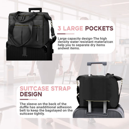 Travel Bag - Women's Travel Bag - Sports & Fitness Bag - Yoga Bag - Sports Bag - Carry-On Luggage - Waterproof & Durable - 40x21x34 cm - Dry/Wet Separation Luggage - Weekend Bag - black