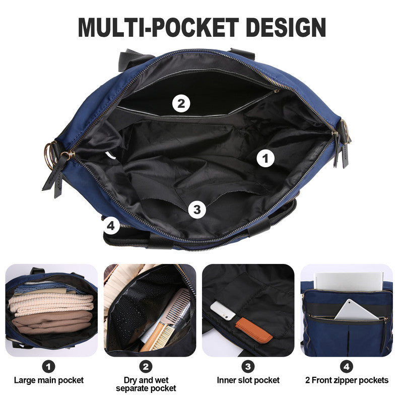 Travel Bag - Women's Travel Bag - Sports & Fitness Bag - Yoga Bag - Sports Bag - Carry-On Luggage - Waterproof & Durable - 40x21x34 cm - Dry/Wet Separation Luggage - Weekend Bag - Dark blue