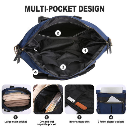 Travel Bag - Women's Travel Bag - Sports & Fitness Bag - Yoga Bag - Sports Bag - Carry-On Luggage - Waterproof & Durable - 40x21x34 cm - Dry/Wet Separation Luggage - Weekend Bag - Dark blue