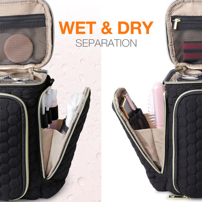 Travel Makeup Bag with Handle — Large Multi-Compartment Cosmetic Organizer, Portable Toiletry Bag for Women