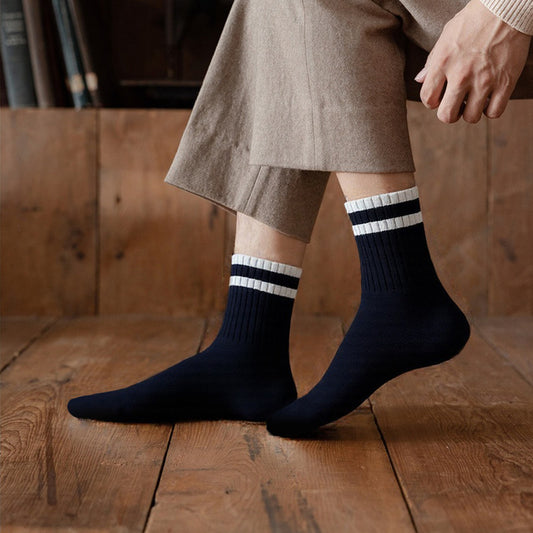 Mid-Calf Socks - 5-Pair Pack - Women's Socks - Men's Socks - Striped Socks - Solid Color Socks - Sports Socks