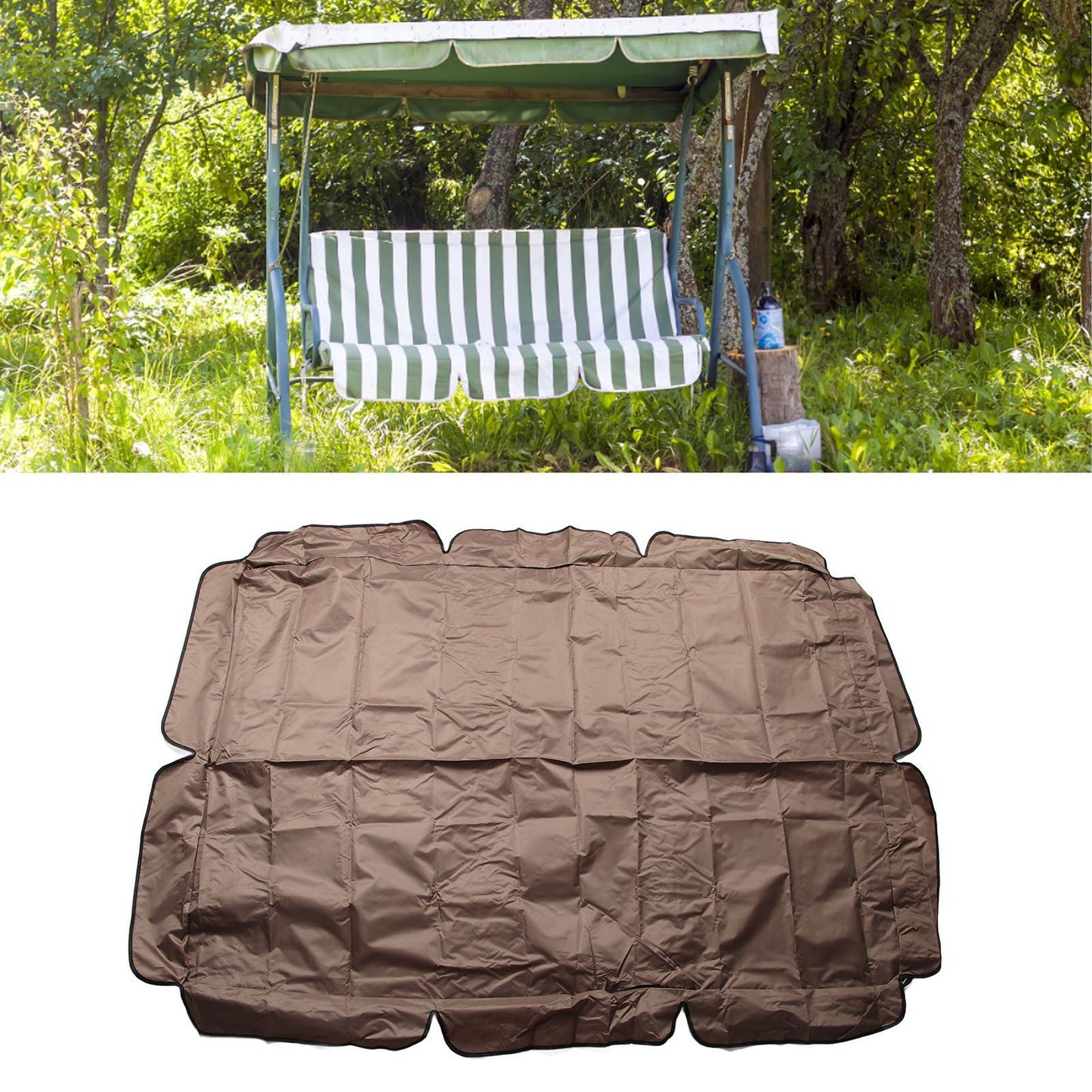 Waterproof Outdoor Swing Canopy Replacement 420D Silver Coated Oxford Fabric Swing Chair Canopy for Outdoor Garden Patio Coffee