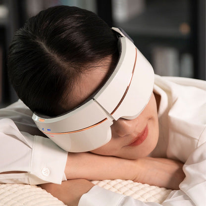 Eye Massager Smart Bluetooth Heating Vibration USB Charging Eye Massage Machine for Home Dorm White
