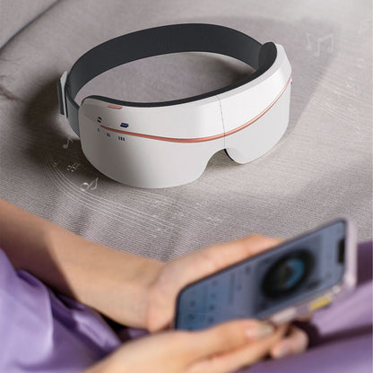 Eye Massager Smart Bluetooth Heating Vibration USB Charging Eye Massage Machine for Home Dorm White