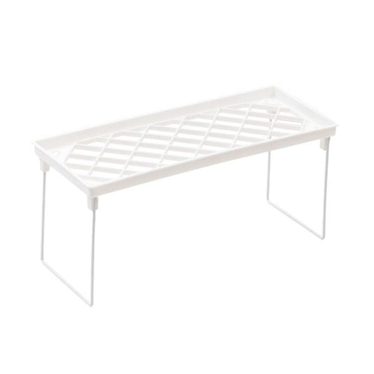 Dormitory Storage Shelf Strong PP Metal Foldable Design Simple Style Desktop Display Shelf for Home Dormitory Office White S