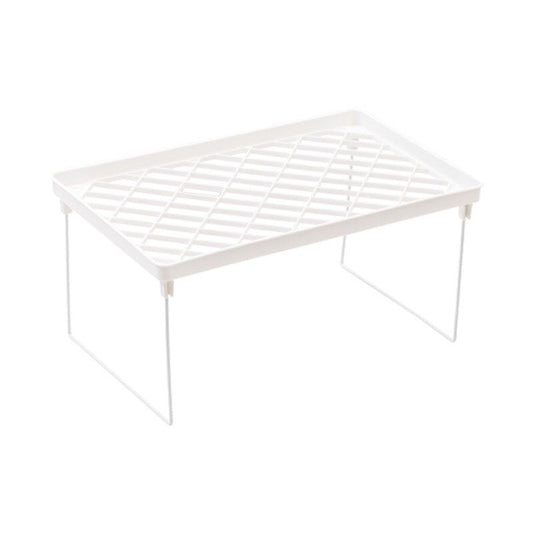 Dormitory Storage Shelf Strong PP Metal Foldable Design Simple Style Desktop Display Shelf for Home Dormitory Office White L