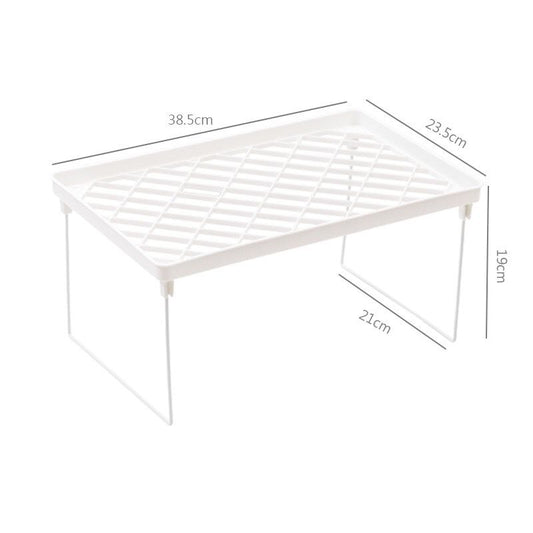 Dormitory Storage Shelf Strong PP Metal Foldable Design Simple Style Desktop Display Shelf for Home Dormitory Office White L