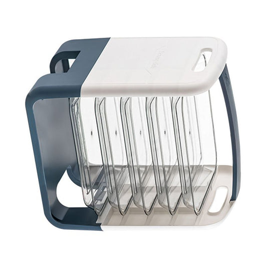 Four Layers Dish Preparation Plate Drawer Design Plastic Vegetable Preparation Rack Kitchen Storage Rack Blue
