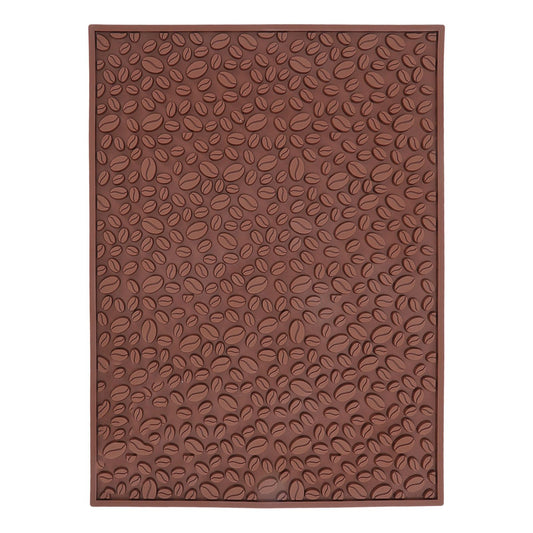 Non Slip Cup Mat Coffee Bean Design Desktop Bar Counter PVC Pad for Water Draining Filtering Brown