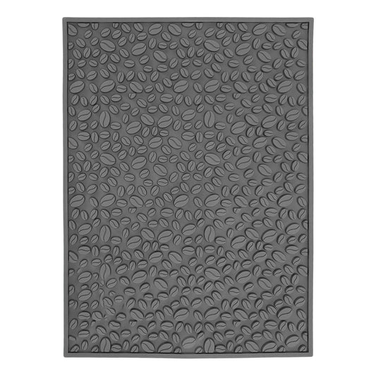 Non Slip Cup Mat Coffee Bean Design Desktop Bar Counter PVC Pad for Water Draining Filtering Grey